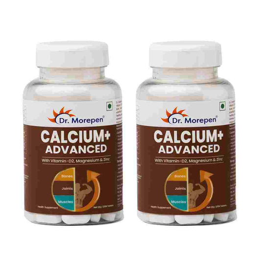 Dr. Morepen Calcium+ Advanced Tablets with Vitamin - D2, Magnesium & Zinc - 120 Veg Tablets (Pack of 2)