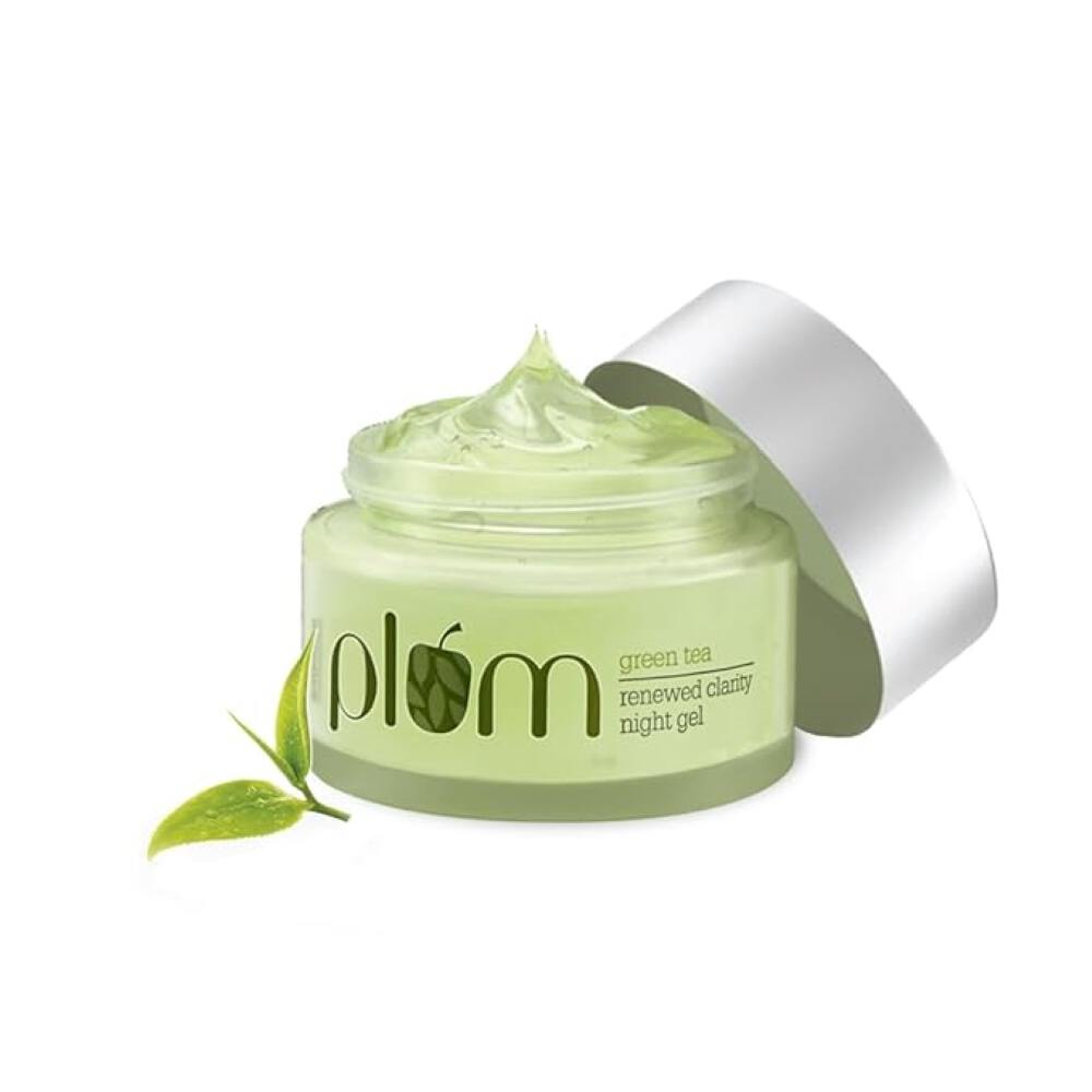 Plum Green Tea Renewing Night Gel with Glycolic Acid- Fights Acne for Clear, Oil-Free, Hydrated Skin