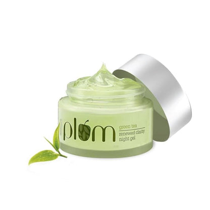 Plum Green Tea Renewing Night Gel with Glycolic Acid- Fights Acne for Clear, Oil-Free, Hydrated Skin