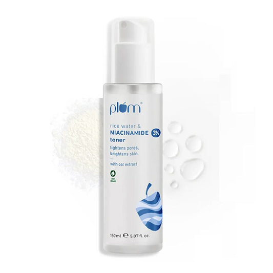 Plum 3% Niacinamide Alcohol-Free Toner with Rice Water, Reduces Pores & Blemishes for Bright Skin (150ml)