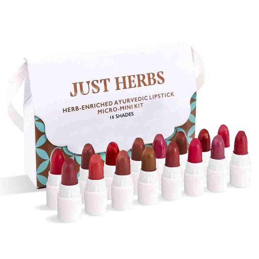 Just Herbs Ayurvedic Creamy Matte Micro Mini Lipstick Kit (Pack of 16)