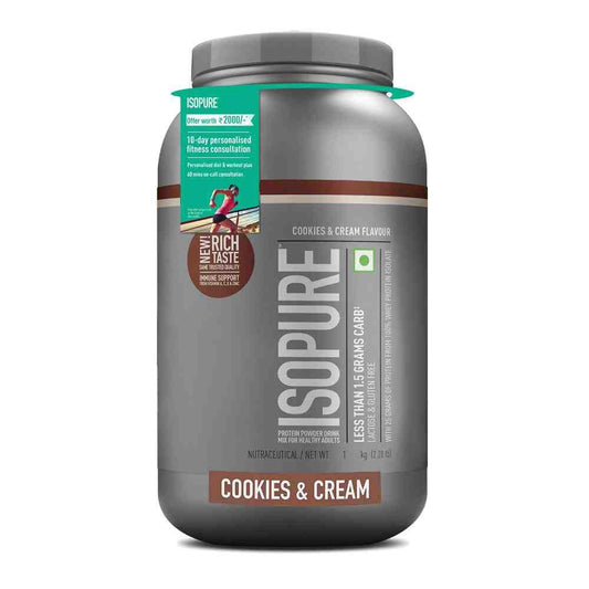 Isopure Whey Protein Isolate Powder with Vitamins for Immune Support - Cookies & Cream- (1 kg)