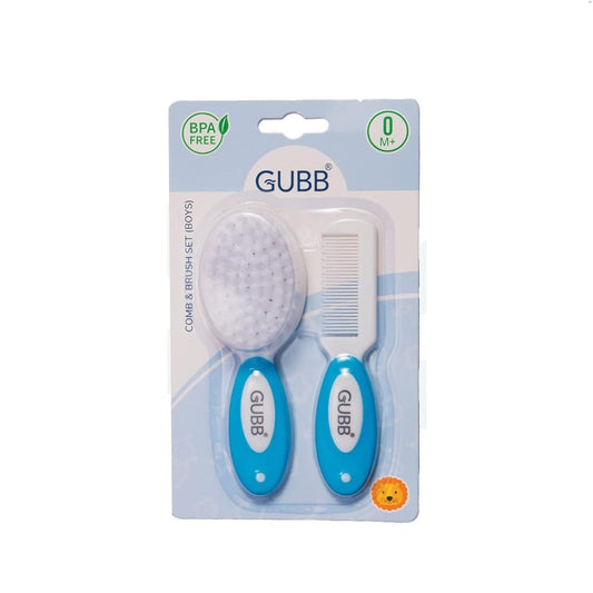 GUBB Baby Grooming Kit for New Born Baby, Baby Comb & Brush Set with Soft Nylon Bristles (Blue)