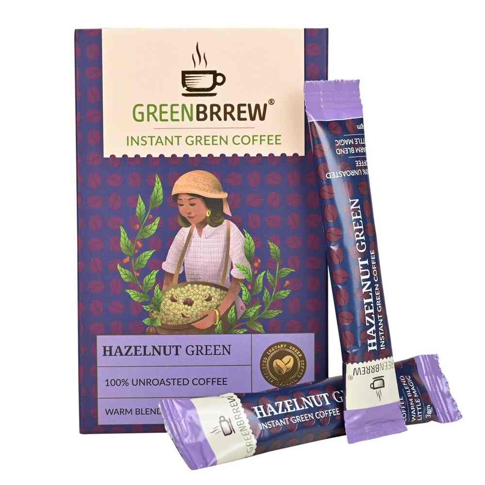 Green Brrew Instant Green Coffee-Hazelnut (20 Sachets)