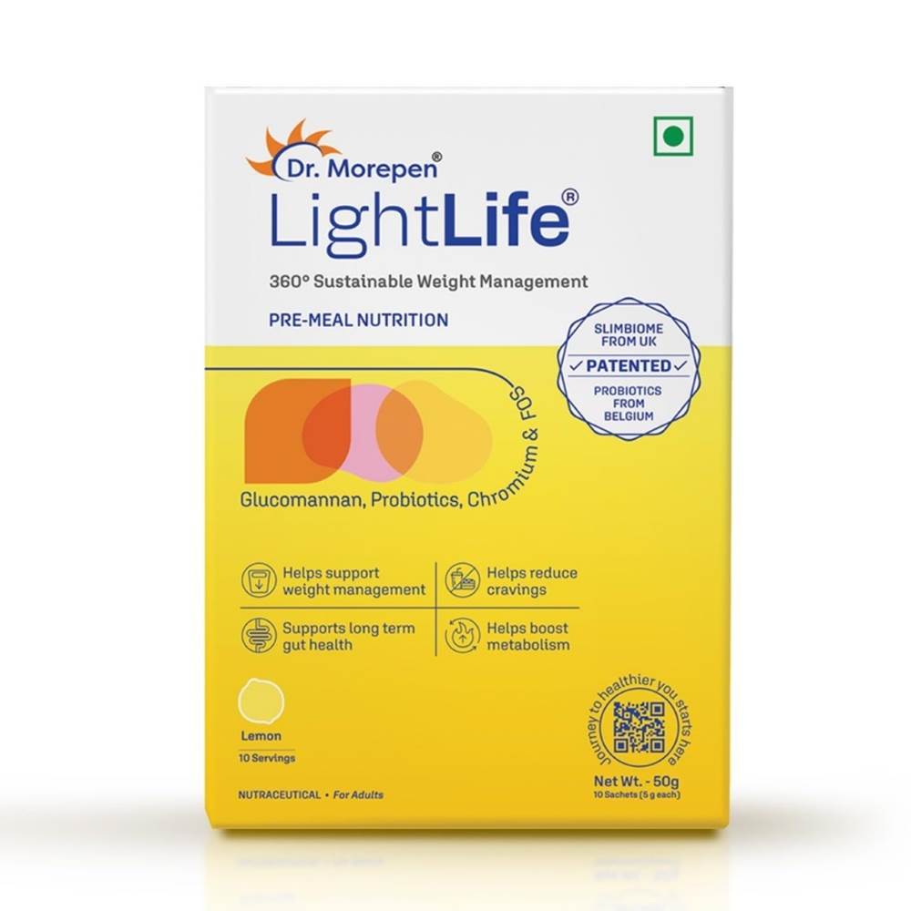 Dr. Morepen LightLife Pre-Meal Nutrition Mix Lemon Flavor - 5g Each (10 Sachets)
