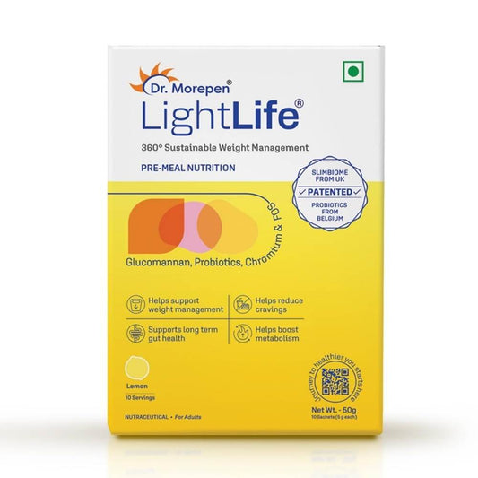 Dr. Morepen LightLife Pre-Meal Nutrition Mix Lemon Flavor - 5g Each (10 Sachets)