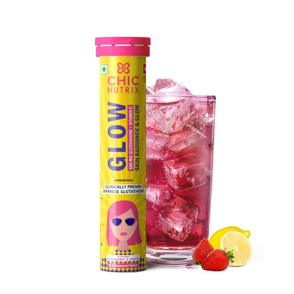 Chicnutrix Glow Japanese Glutathione & Vitamin C for Brighter Skin, Strawberry and lemon (20 tablets)