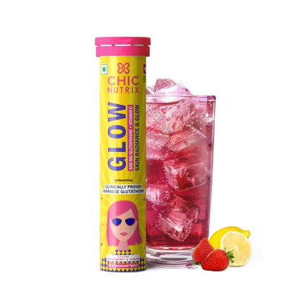 Chicnutrix Glow Japanese Glutathione & Vitamin C for Brighter Skin, Strawberry and lemon (20 tablets)