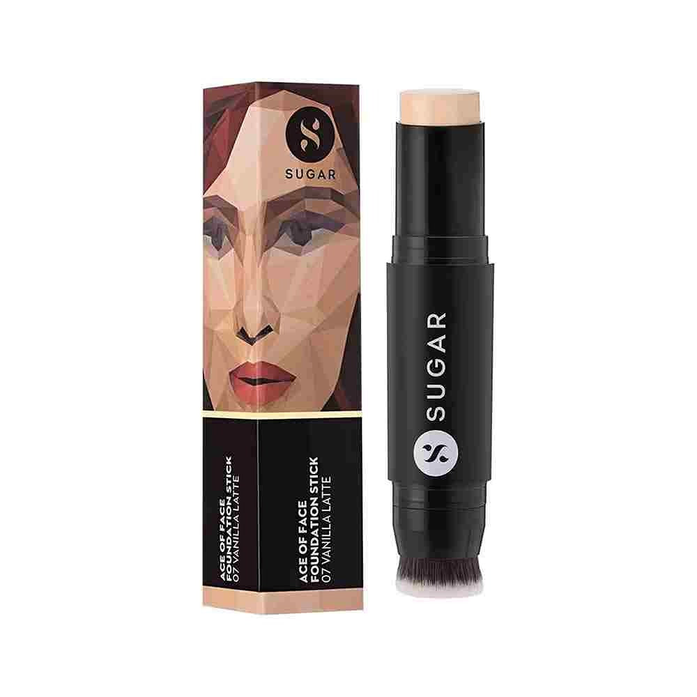 SUGAR Ace Of Face Foundation Stick with In-Built Brush - 07 Vanilla Latte (12 gms)