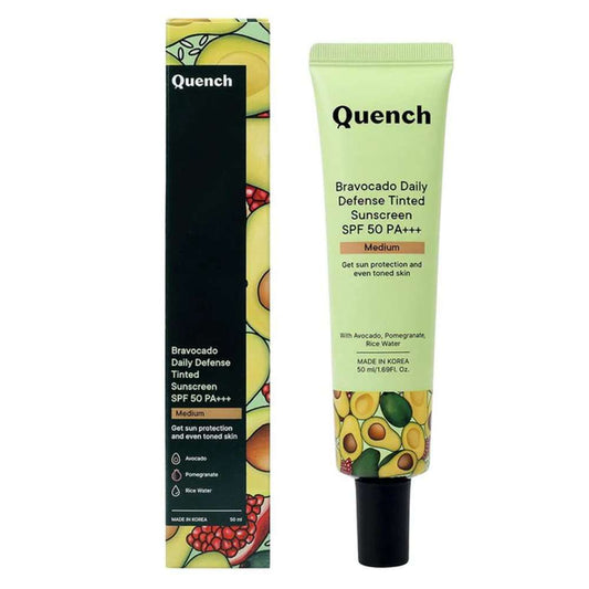Quench Daily Defense Tinted Sunscreen SPF 50 PA+++ with Avocado Vitamins C & E - Medium (50ml)