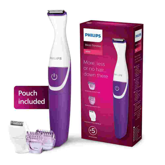Philips BRT383/15 Rechargeable Cordless Wet & Dry Trimmer for Women, Bikini Trimmer with 3 Length Settings, 180mins Runtime