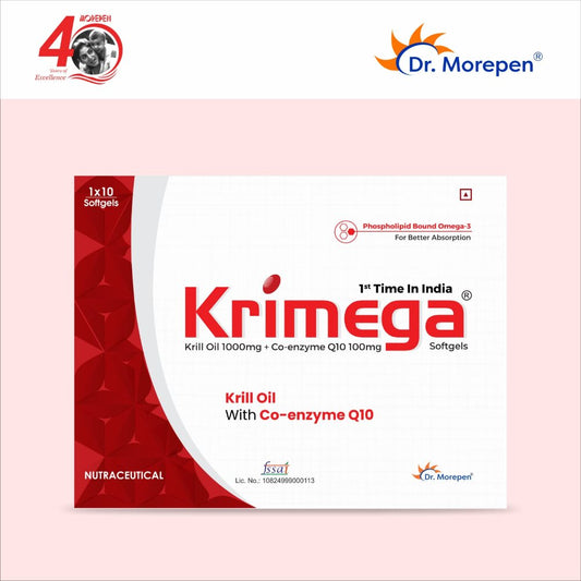 Krimega Softgel Capsules (Krill Oil 1000mg + Coq 10 100mg)1000MG (1X10 Capsules)
