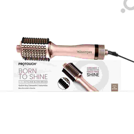 PROTOUCH Born To Shine 2-in-1 Styling Blow Brush - Hair Dryer & Volumizer Brush - Straightens, Smooths & Adds Shine - Ceramic Barrel - 1200W - For All Hair Types - No Heat Damage