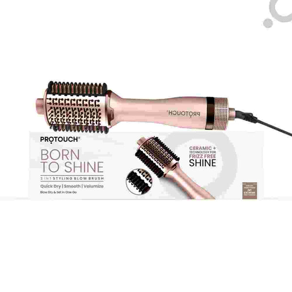 PROTOUCH Born To Shine 2-in-1 Styling Blow Brush - Hair Dryer & Volumizer Brush - Straightens, Smooths & Adds Shine - Ceramic Barrel - 1200W - For All Hair Types - No Heat Damage