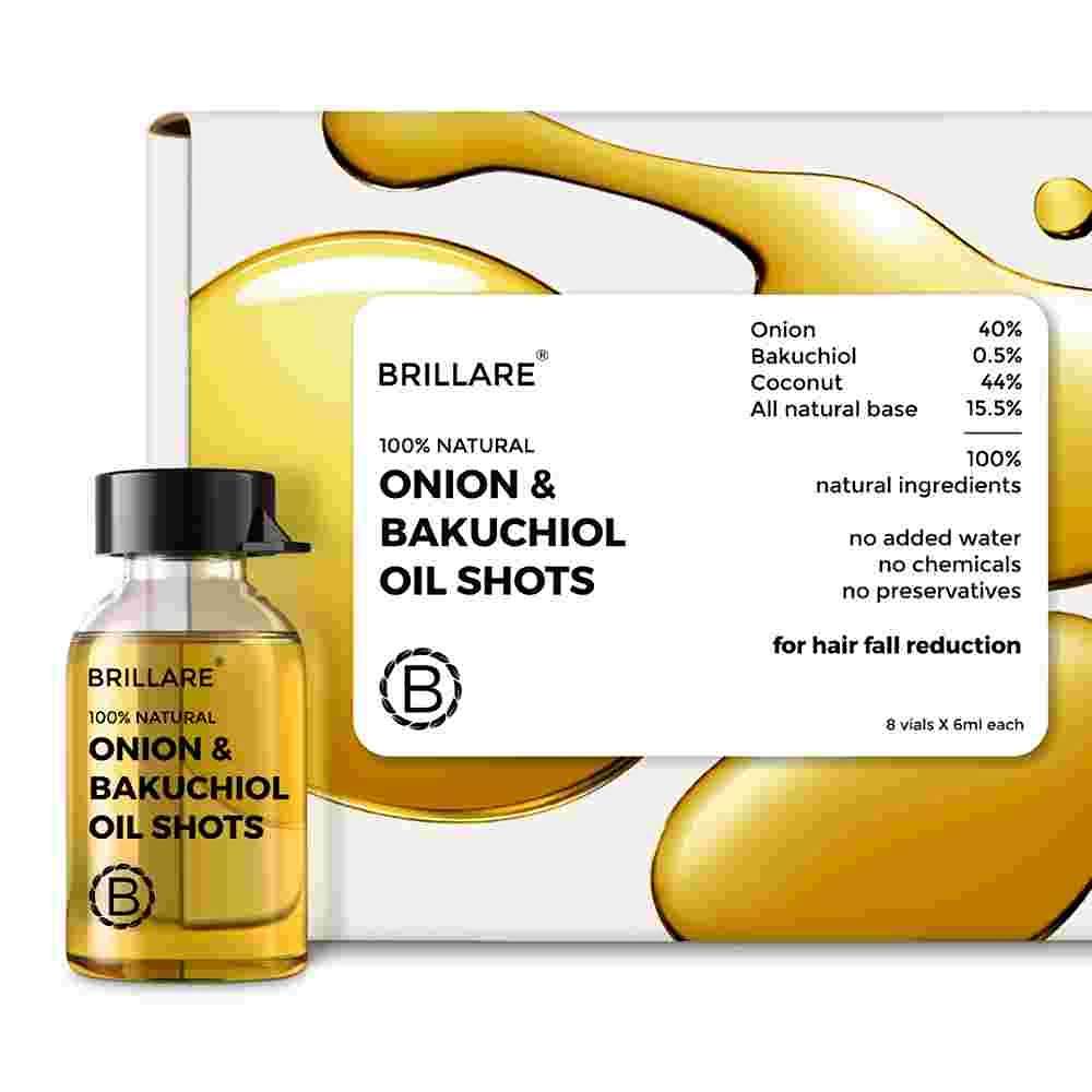 Brillare Onion & Bakuchiol Oil Shots For Hair Fall Reduction (8 Vials X 6ml)