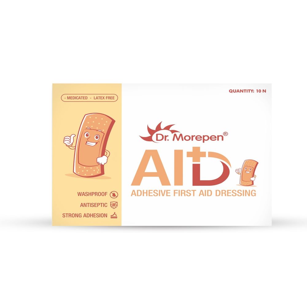 Dr. Morepen AID Adhesive Band Aid Waterproof for Kids & Adults (10 pcs)