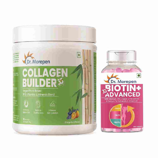DR. MOREPEN Biotin+ and Collagen for Hair Growth, Glowing Skin & Healthy Nails, Multivitamins + Natural Extracts-  (60 Veg Tablets)