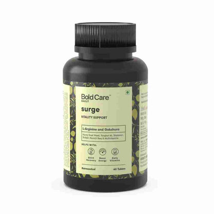 Bold Care Surge - L Arginine & Gokshura Tablets - Energy Booster Supplements for Men - All Natural Ingredients - Helps with Blood Flow - Zero Side Effects - (60 Tablets)