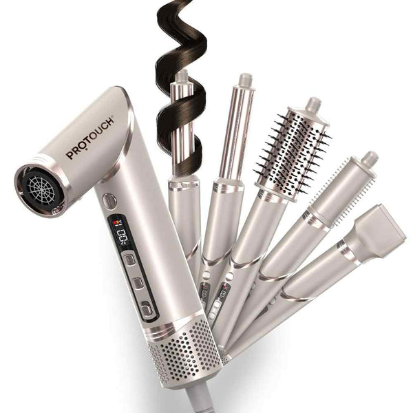 PROTOUCH Airshot All-in-One Hair Multi Styler for Women - Curling, Smoothing, Drying, Volumizing & Blow Dry Brush - Hot Air Brush with Multiple Attachments - No Heat Damage