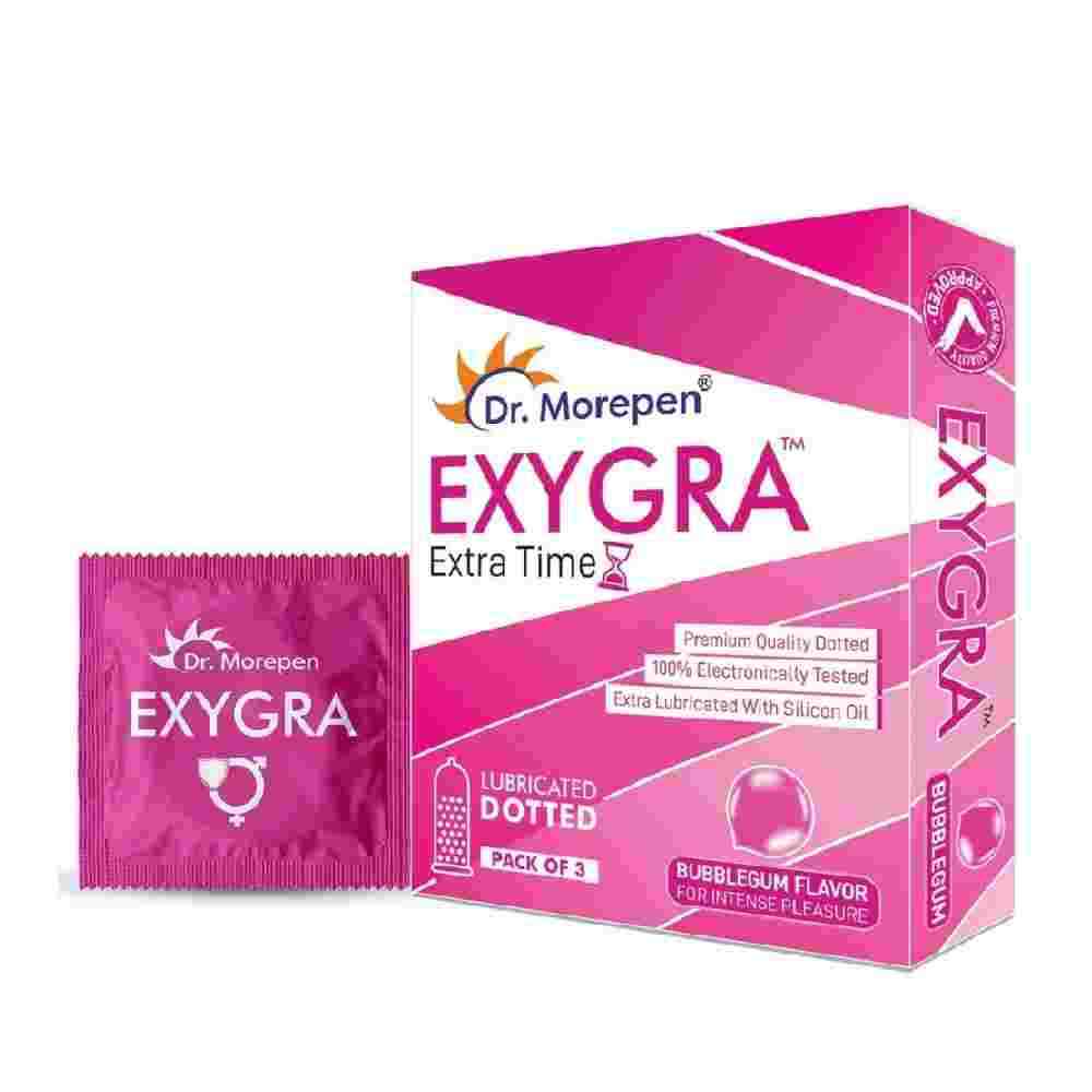 Dr. Morepen Exygra Condoms Dotted 3S - LONGLAST - (Pack of 10)