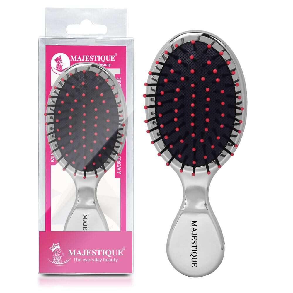 Majestique Mini Detangler Hair Brush, Massage Paddle for Adults & Kids (Color May Vary)
