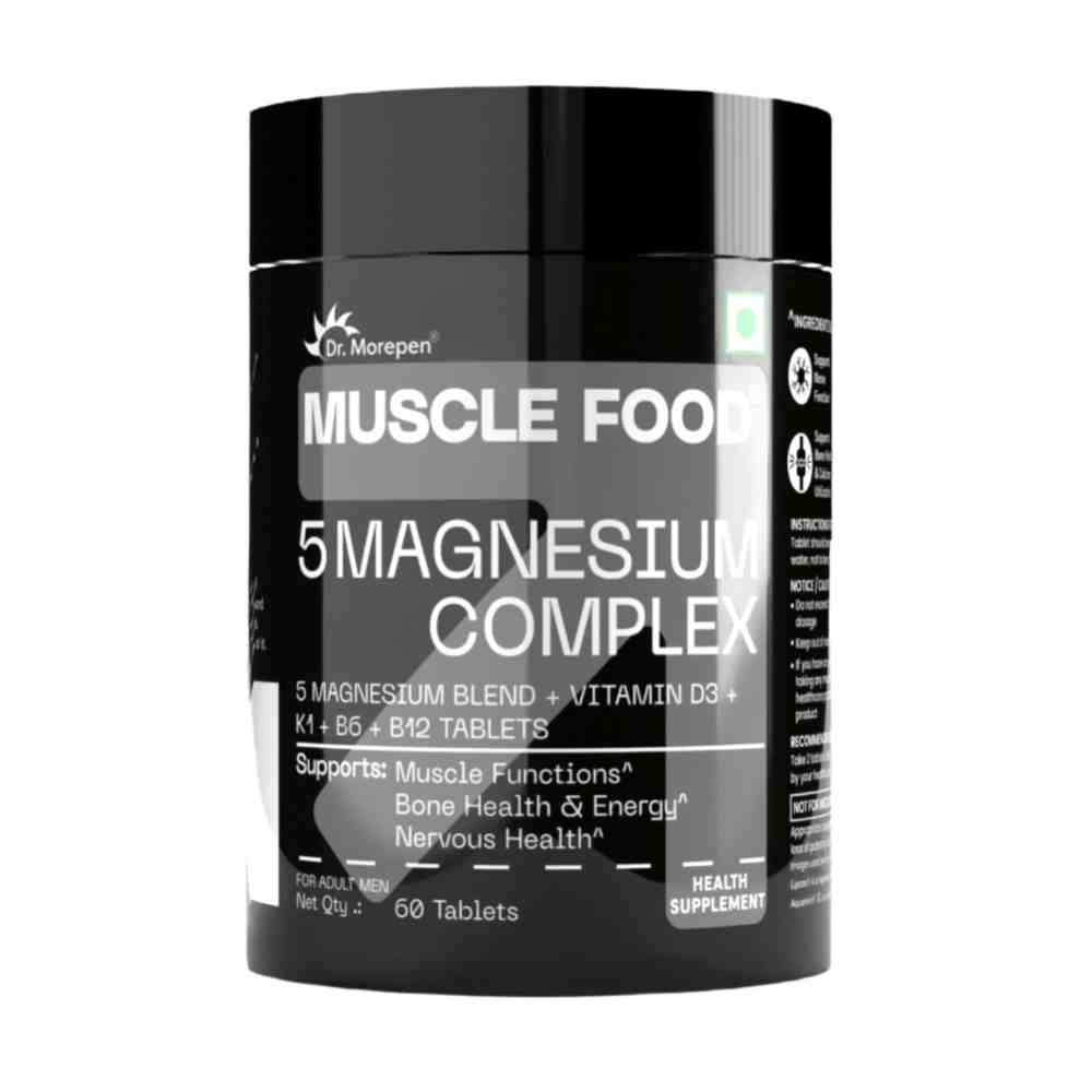 Dr. Morepen Muscle Food 5 Magnesium Complex- Advanced Magnesium Complex with 5 Magnesium Blend- 60 Tablets