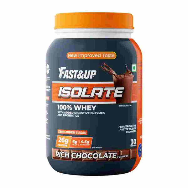 Fast&Up Whey Protein Isolate, Ultralow Carbs,Rich Chocolate (30 Servings)