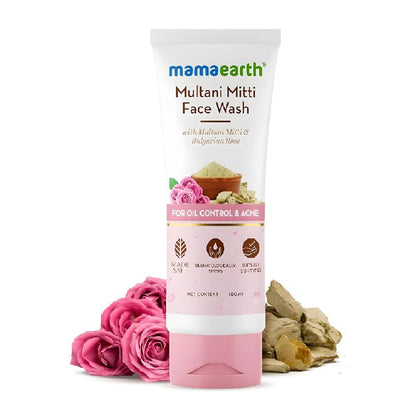 Mamaearth Face Wash Multani Mitti & Bulgarian Rose For Oil Control & Acne (100ml)