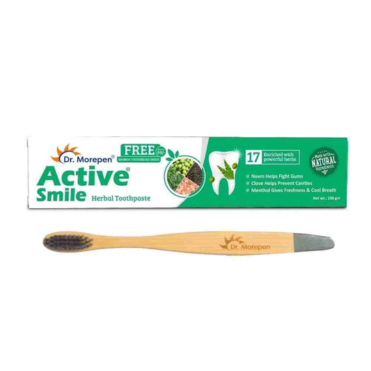 Dr. Morepen Active Smile Toothpaste with Bamboo Brush (100 gms)