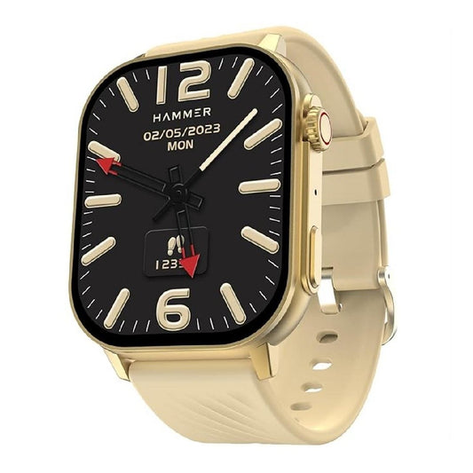 HAMMER Arctic 2.04" Super AMOLED Smart Watch, Metallic Build, BT Calling (Champagne Gold)
