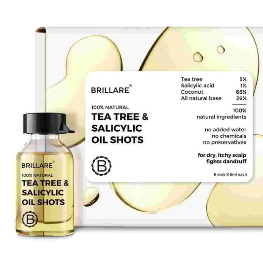 Brillare Tea Tree & Salicylic Oil Shots For Dry, Itchy Scalp to Fights Dandruff (8 Vials X 6ml)