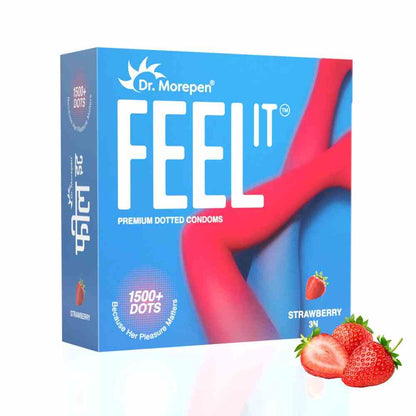 Dr. Morepen Feel It Mass Dotted Condoms 3S Strawberry Flavour