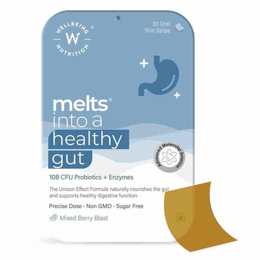 Wellbeing Nutrition Melts® Healthy Gut 10B CFU Probiotic + ACV for Bloating & Indigestion