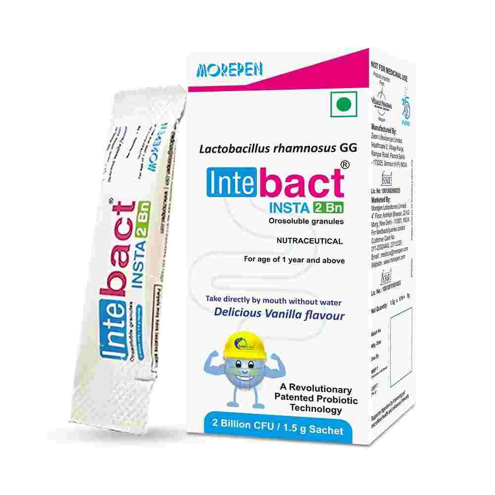 Dr. Morepen Intebact Insta 2Bn Cfu Probiotics Supplement Vanilla Flavour (6 Sachets)