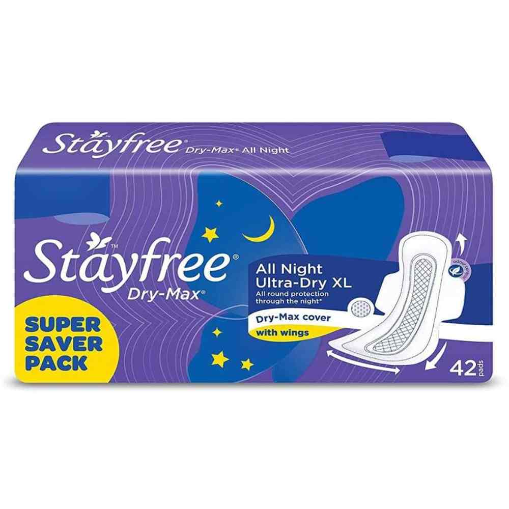 Stayfree Dry Max All Night Ultra Dry Napkins 42 Pads (Extra Large)