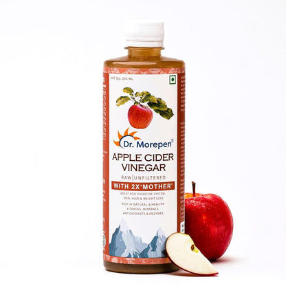 DR. MOREPEN Apple Cider Vinegar with 2x Mother for Weight Management, Immunity, Skin & Hair, Raw, Unfiltered & Unpasteurized (500ml)