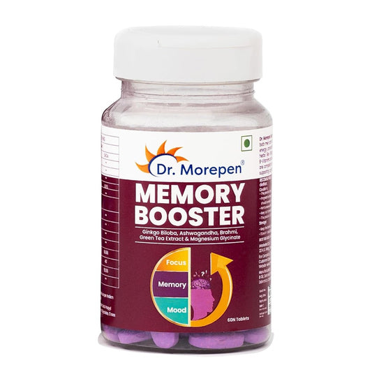 Dr. Morepen Memory Booster Tablets With  Ginko Biloba Ashwagandha & Brahmi (60 Veg Tablets)