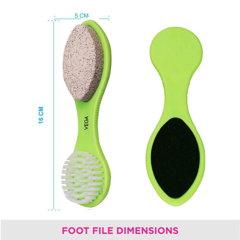 Vega 3 In 1 Pedicure Brush Kit Tool For Cleanse,Scrub & File Dead Skin