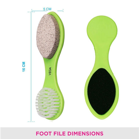 Vega 3 In 1 Pedicure Brush Kit Tool For Cleanse,Scrub & File Dead Skin