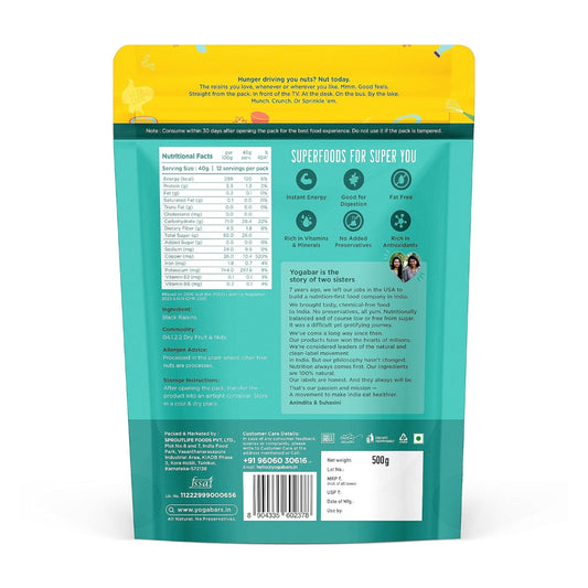 Yogabar Premium Black Raisins 500 grams