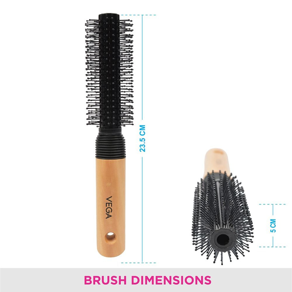 Vega Round Hair Brush For Adding Curls & Volume, Men & Women