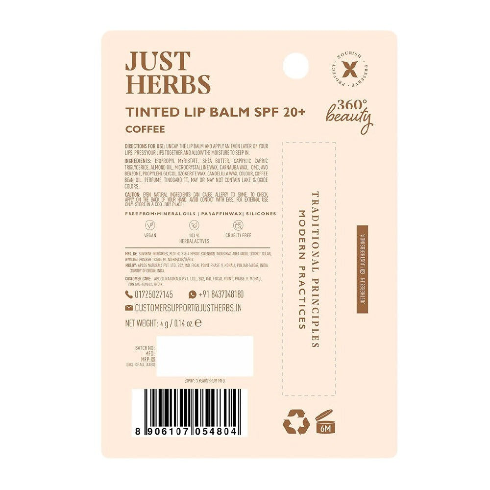 Just Herbs Tinted Lip Balms SPF 20+ (Coffee)