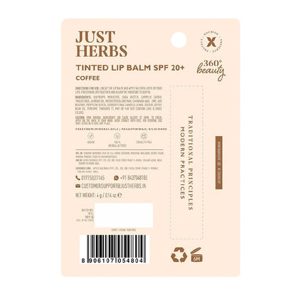 Just Herbs Tinted Lip Balms SPF 20+ (Coffee)