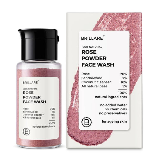 Brillare Rose Powder Face Wash For Well Hydrated, Younger Looking Skin (15 gms)