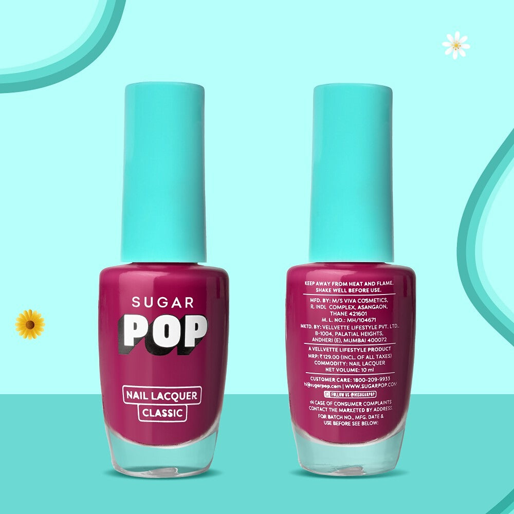 SUGAR POP Nail Lacquer, High Shine, Chip Resistant, Quick Drying (10 Call Me Hot)