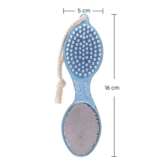 Vega 4 In 1 Foot Pedicure Brush, Pumice Stone, Scrubber & File