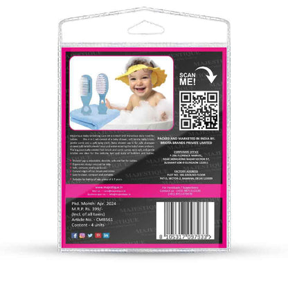 Majestique Baby Shower Cap with Baby Grooming and Care Kit, Baby Bath Accessories (4 pcs) Multicolor