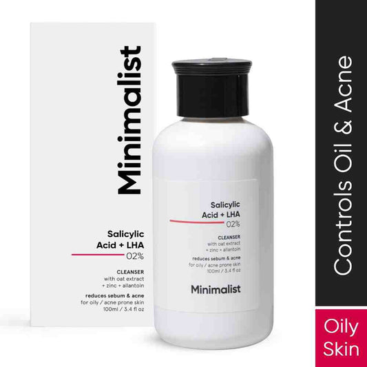 Minimalist 2% Salicylic Acid + Lha Cleanser Reduces Sebum & Acne (100ml)