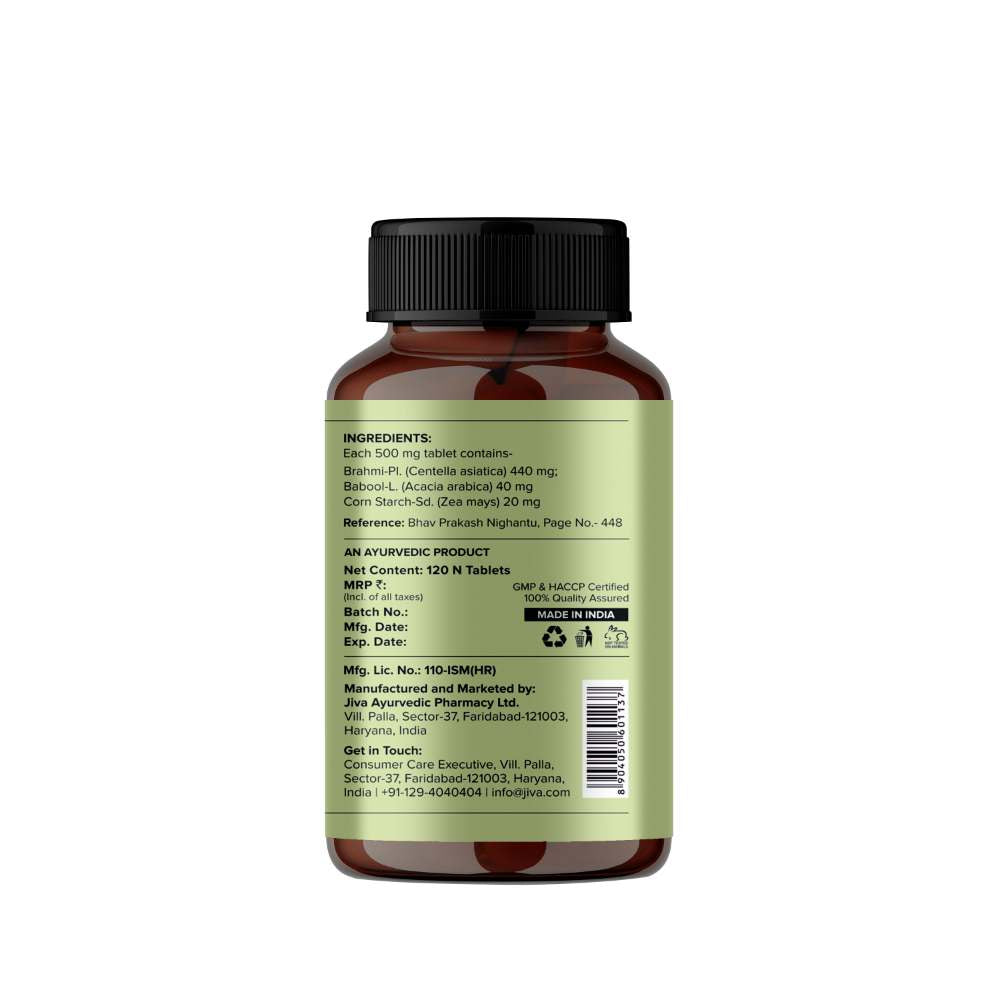 Jiva Brahmi Tablet for Mind Wellness Strengthens Nervous System (120 Tablets)