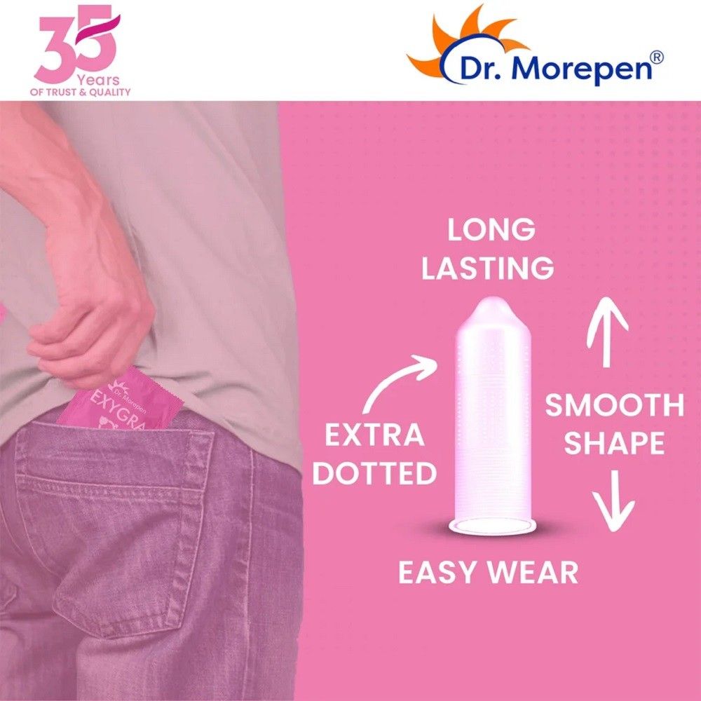 Dr. Morepen Exygra Condoms Dotted 3S - LONGLAST - (Pack of 10)
